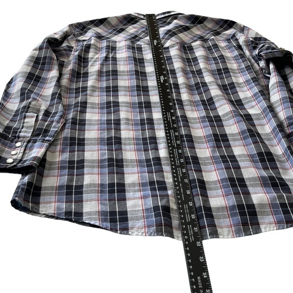 New Frontiers by Big Yank Country Western Plaid Shirt with Pearl Snap Buttons - Picture 11 of 12